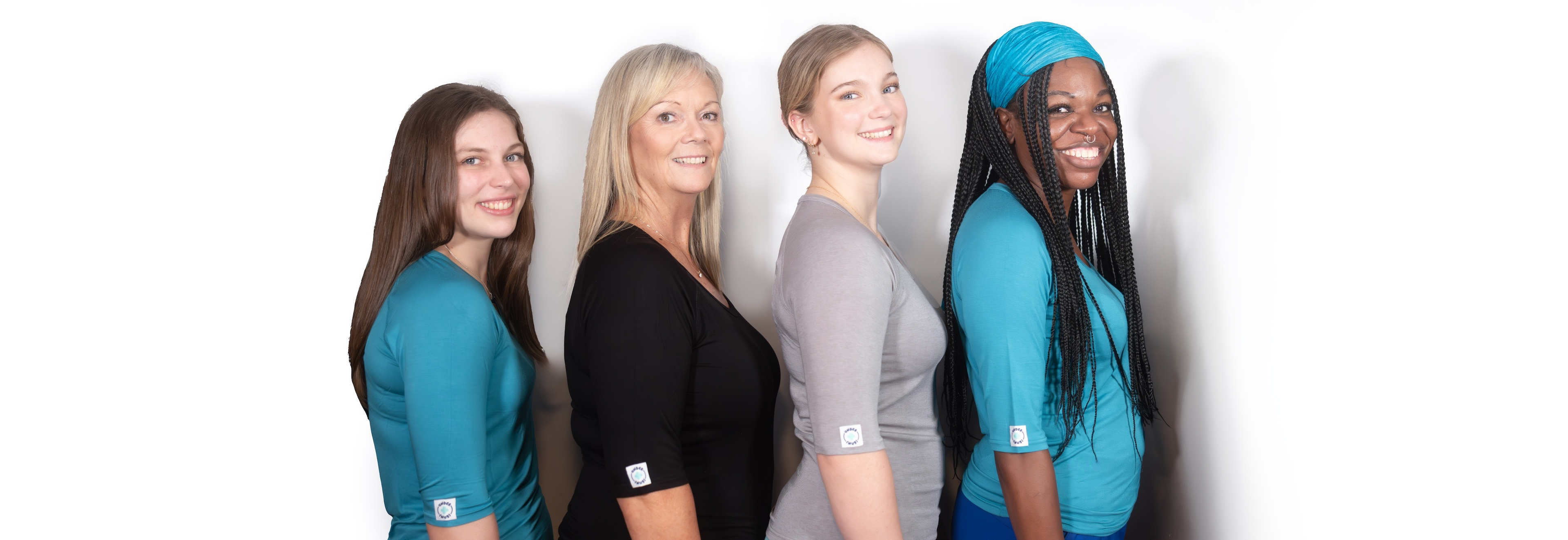 Group of women wearing out colourful range of Under Snugs